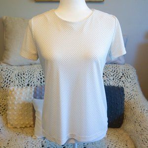 Ann Taylor Blouse White w Black Polka Dots Medium